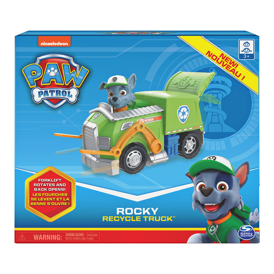 Paw Patrol, Rocky’s Recycle Truck Vehicle with Collectible Figure, for Kids Aged 3 and Up