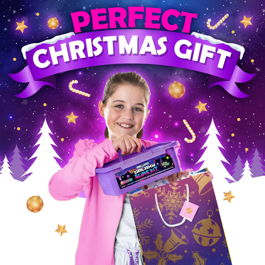 Original Stationery Mini Galaxy Slime Kit with Glow in The Dark Slime Powder to Make Glitter Slime & Galactic Slime Kit for Girls 10-12