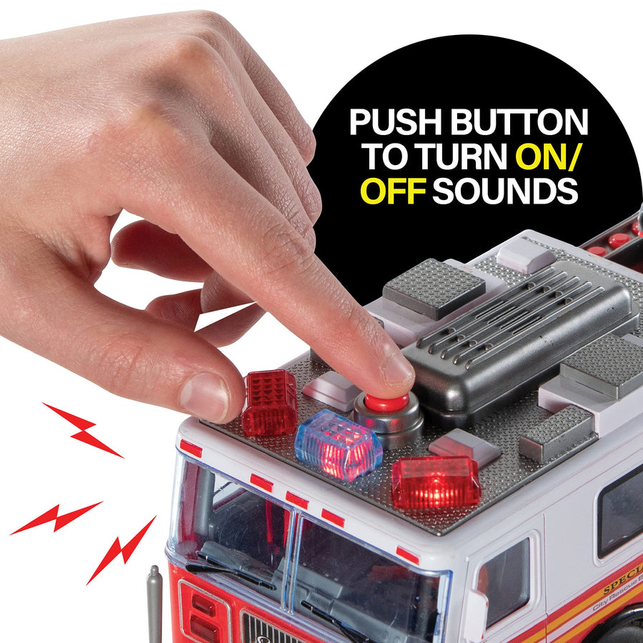 Prextex RC Fire Truck Toy for Kids with Remote Control, Lights, and Siren Sounds Large 14-Inch Fire Truck Best Gifts Toys for Boys