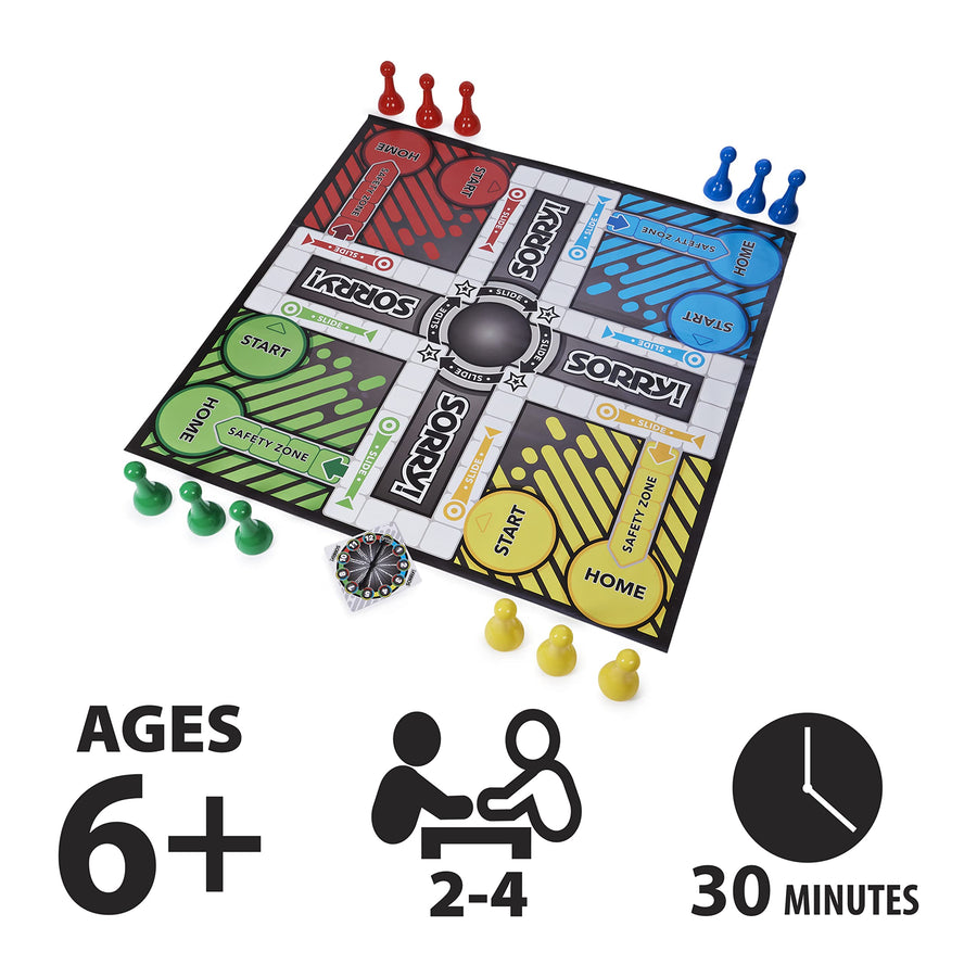 Giant Sorry! Classic Family Board Game Indoor Outdoor Retro Party Activity with Oversized Gameboard & Pieces, for Kids and Adults Ages 6 & up