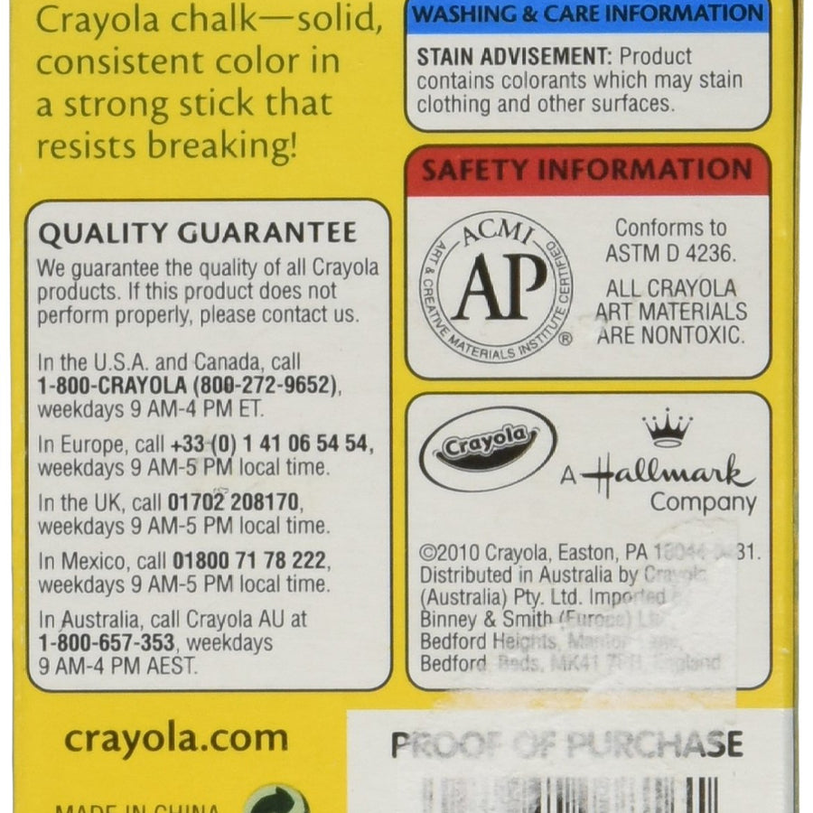 Crayola Chalk, Assorted Colors, 12 Sticks Per Box