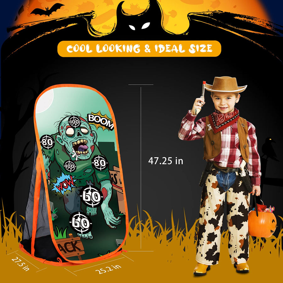 RONSTONE Shooting Practice Target Compatible with Nerf Gun for Boys Girls, Toy Foam Blaster Shooting Targets for Kids Indoor Outdoor, Zombie Shooting Target with Storage Net