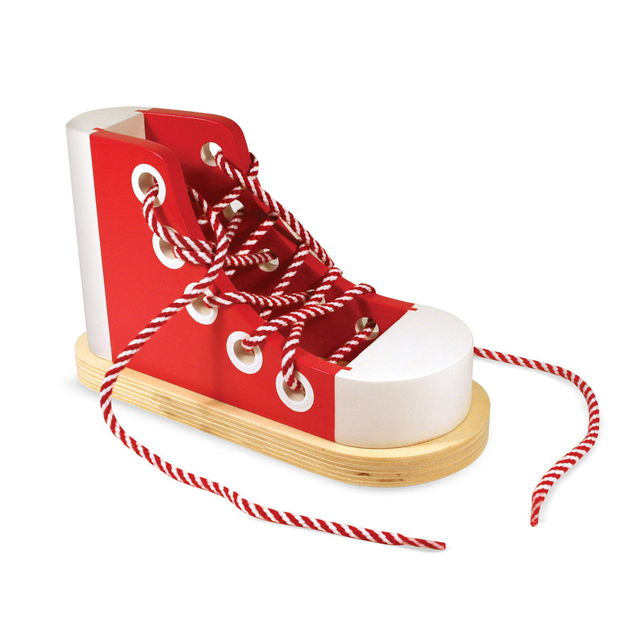 Melissa & Doug Deluxe Wood Lacing Sneaker - Learn to Tie a Shoe Educational Toy