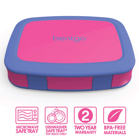 Bentgo Kids Brights – Leak-Proof, 5-Compartment Bento-Style Kids Lunch Box – Ideal Portion Sizes for Ages 3 to 7 – BPA-Free, Dishwasher Safe, Food-Safe Materials (Fuchsia)