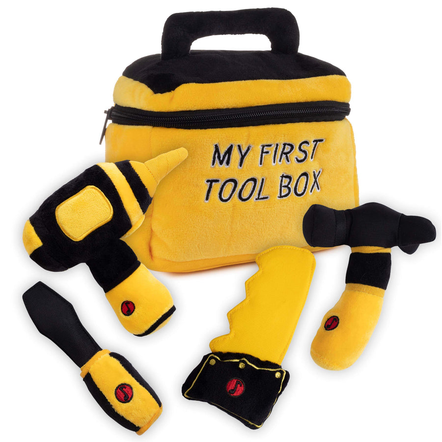 Toy Tool Set for Toddlers | Includes Cuddly Hammer, Handsaw, Screwdriver, Hand Drill, & Zippered Tool Box with Cool Sounds | Soft Plush Toys Made from Durable & Hypoallergenic Fabric