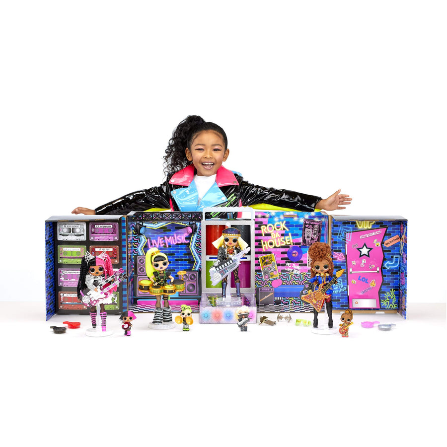 LOL Surprise OMG Remix Super Surprise with 70+ Surprises, Plays Music, 4 Fashion Dolls And 4 Dolls (Sisters), Rock Instruments, Boom Box Packaging, And Rock Band Accessories | Ages 4+
