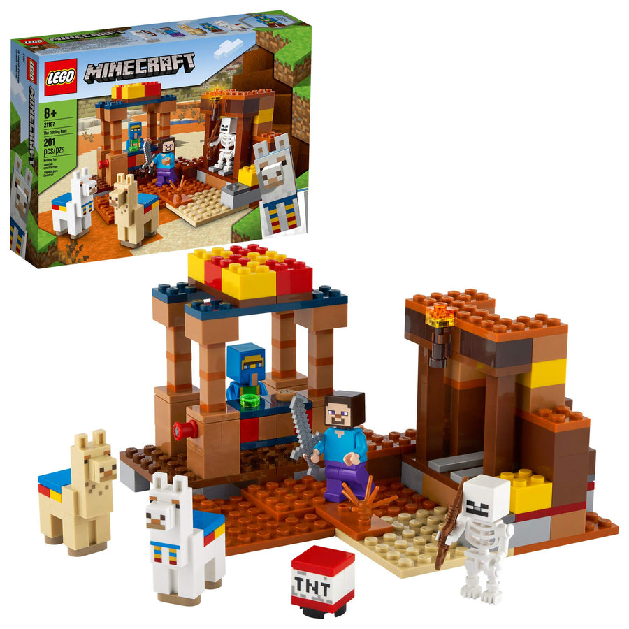 LEGO Minecraft The Trading Post 21167 Collectible Action-Figure Playset with Minecraft’s Steve and Skeleton Toys, New 2021 (201 Pieces)