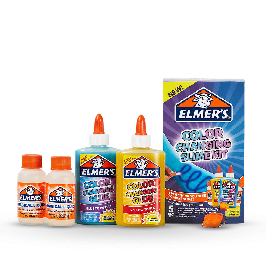 Elmer's Color Changing Slime Kit | Slime Supplies Include Elmer's Color Changing Glue, Elmer's Magical Liquid Slime Activator, UV Light, 5 Piece Kit