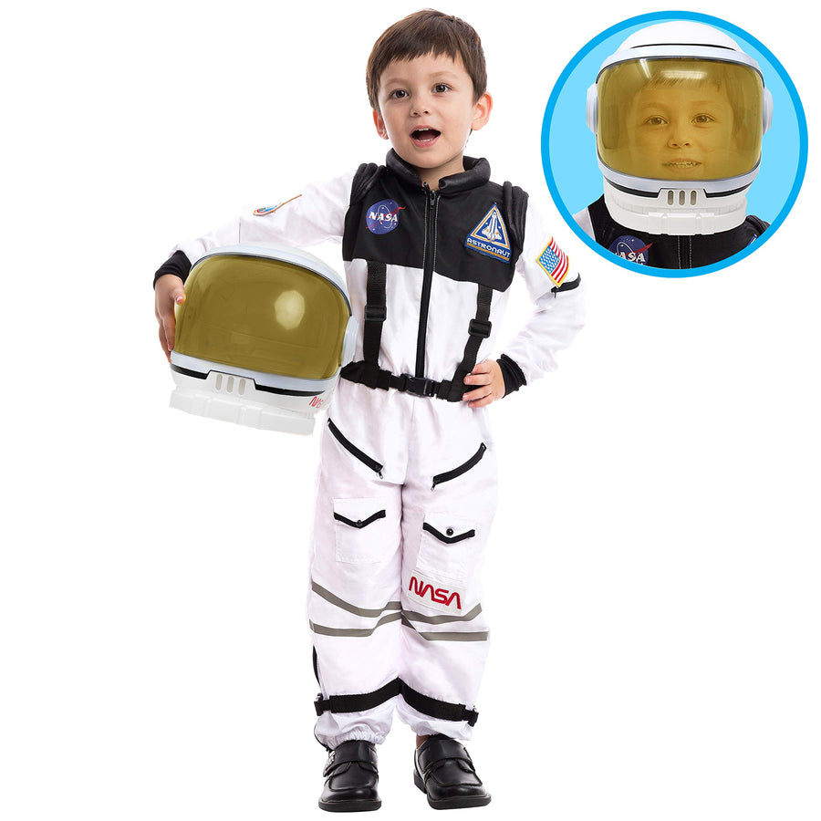 Astronaut NASA Pilot Costume with Movable Visor Helmet for Kids