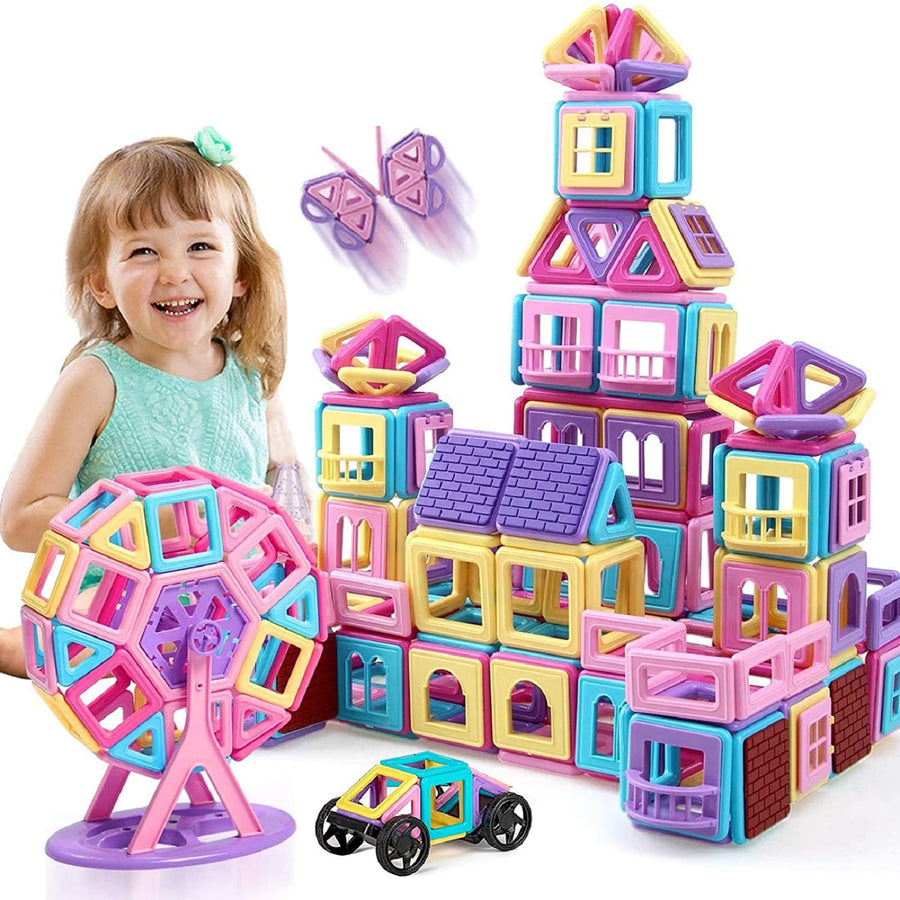 Magnetic Tiles for 3 4 5 6 7 8+ Year Old Boys Girls Magnetic Blocks Building Set for Kids Ages 3-6, Creativity and Educational Construction Toys for Toddlers 3-5 Christmas Birthday Gifts Toys-117PCS