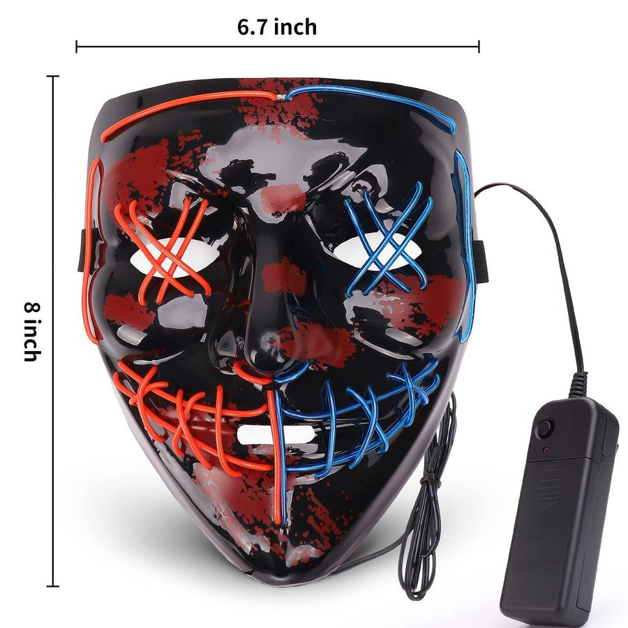 Halloween Mask Skeleton Gloves Set, 3 Modes Light Up Scary LED Mask with LED Glow Gloves , Halloween Decorations Anonymous Mask, Halloween Costumes glow purge Masks Gift for Boys Girls