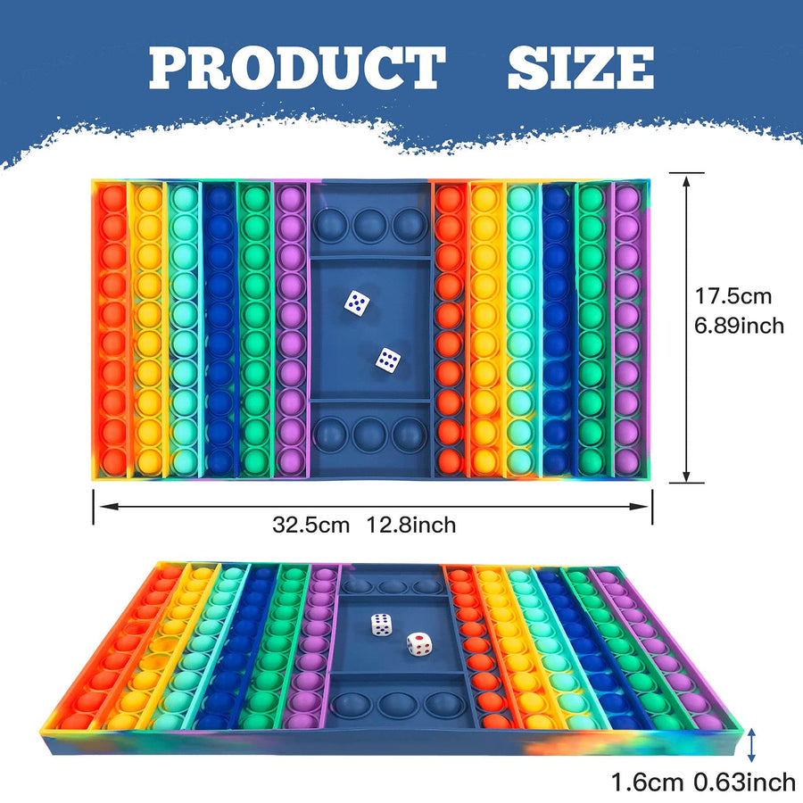 MOORAY Big Size Fidget Toys, Silicone Rainbow Chess Board Push Pop Fidget Toy,Stress Relief Sensory Toys for Autistic Children and Anxiety Adults(Rectangle-a)