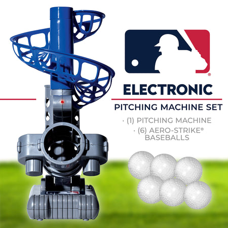 Franklin Sports MLB Electronic Baseball Pitching Machine – Height Adjustable – Ball Pitches Every 7 Seconds – Includes 6 Plastic Baseballs