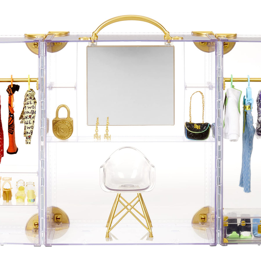 Rainbow High Deluxe Fashion Closet Playset–400+ Fashion Combinations! Portable Clear Acrylic Toy Closet Features 31+ Fashion Forward Pieces, Doll Clothing, Doll Accessories & Doll Storage | Ages 6-12