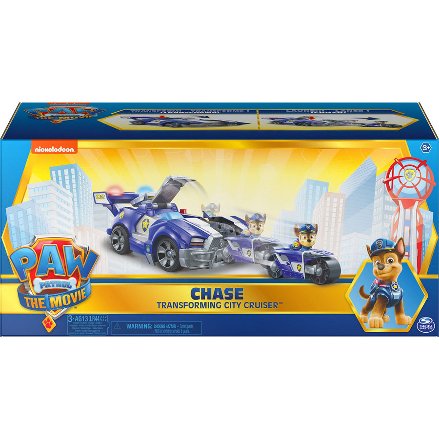 Paw Patrol, Chase 2-in-1 Transforming Movie City Cruiser Toy Car with Motorcycle, Lights, Sounds and Action Figure, Kids Toys for Ages 3 and up