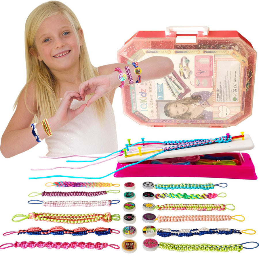 IQKidz Friendship Bracelet Maker Kit - Making Bracelets Craft Toys for Girls Age 8 - 12 yrs, Cool Birthday Gifts for 7, 9, 10, 11 Years Old Kids, New 2020 Travel Activity Set