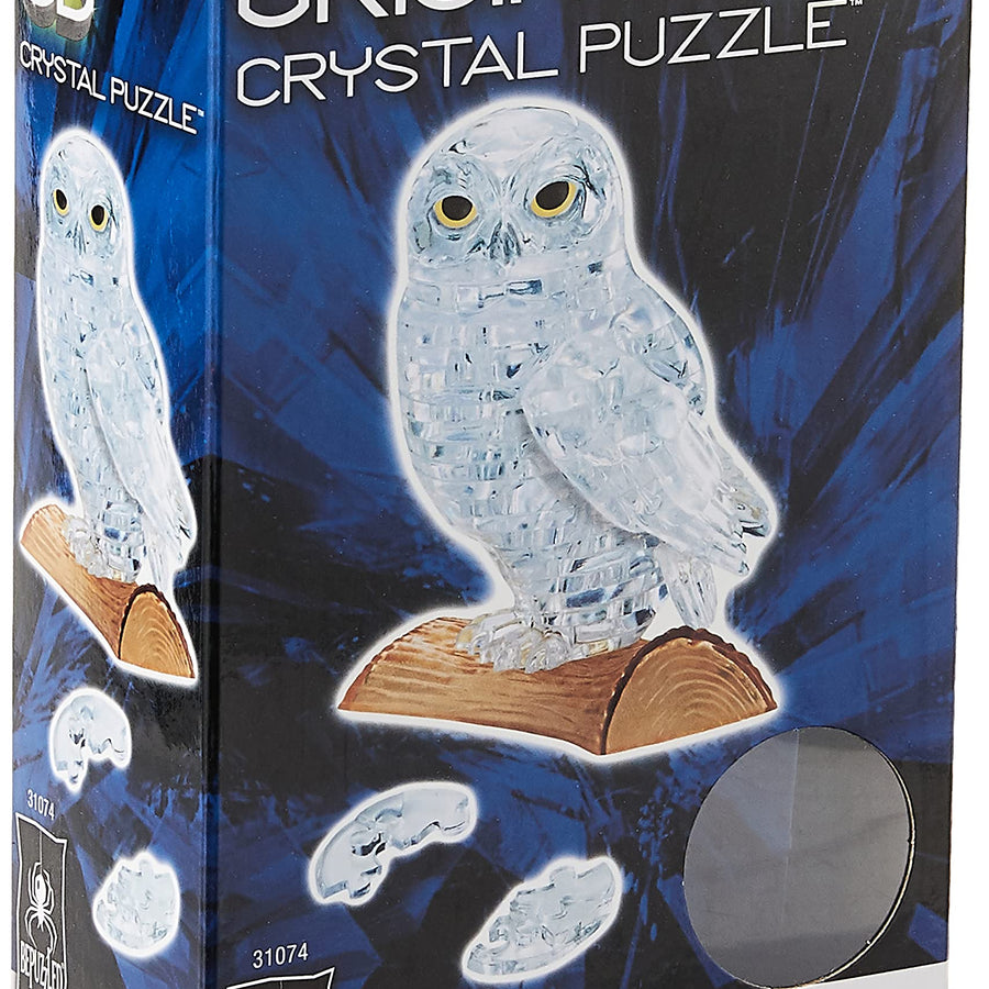 BePuzzled Original 3D Crystal Jigsaw Puzzle - Owl Animal Bird Assembly Brain Teaser, Fun Model Toy Gift Decoration for Adults & Kids Age 12 and Up, Clear, 42 Pieces (Level 1)