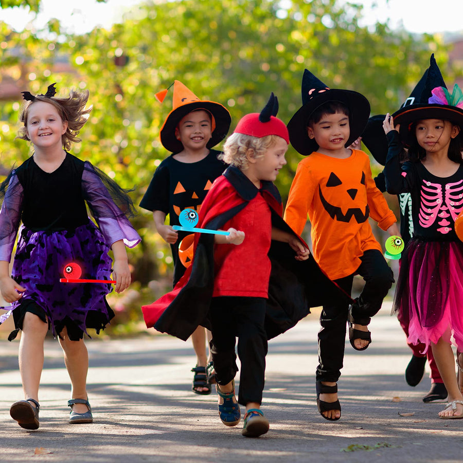 Halloween Egg and Spoon Race Game Set - Halloween Party Favors- 6 Eyeballs and Spoons with Assorted Colors for Kids and Adults Halloween Indoor Outdoor Fun Games, Party Supplies, Classroom Activities