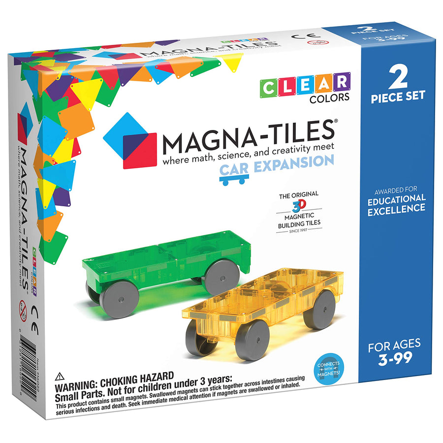 Magna-Tiles Cars Expansion Set, The Original Magnetic Building Tiles For Creative Open-Ended Play, Educational Toys For Children Ages 3 Years + (2 Pieces)