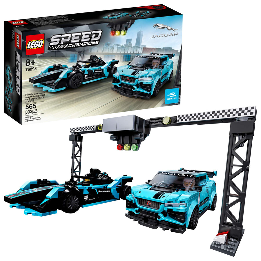 LEGO Speed Champions Formula E Panasonic Jaguar Racing Gen2 car and Jaguar I-PACE eTROPHY 76898 Building Kit (564 Pieces)