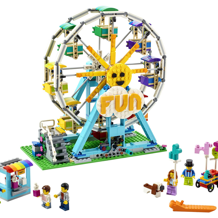 LEGO Creator 3in1 Ferris Wheel 31119 Building Kit with Rebuildable Toy Bumper Cars, Boat Swing and 5 Minifigures; New 2021 (1,002 Pieces)