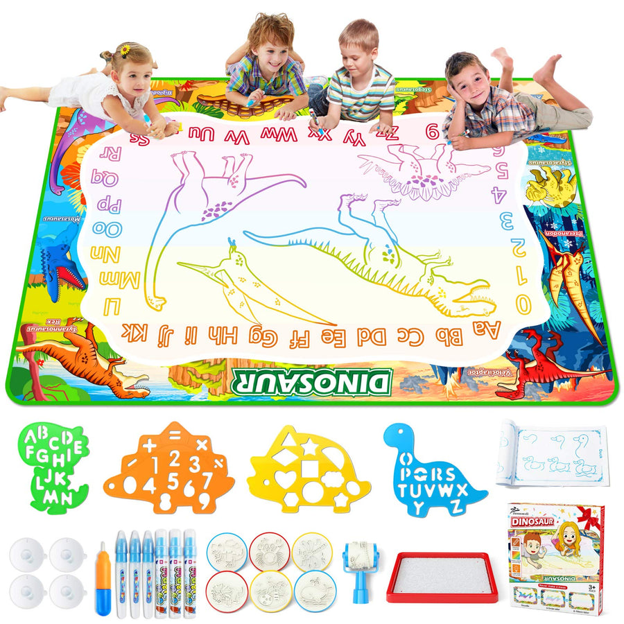 Jasonwell Aqua Magic Doodle Mat - 60 x 40'' XXX-Large Water Drawing Doodling Mat Dinosaur Painting Writing Board Coloring Mat Educational Toy Gift for Kids Toddlers Age 3 4 5 6 7 8 Year Old Girls Boys