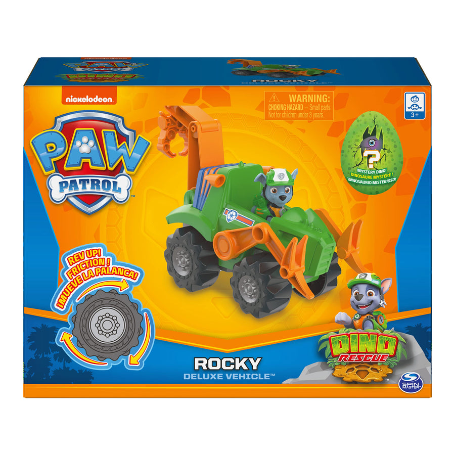 Paw Patrol, Dino Rescue Rocky’s Deluxe Rev Up Vehicle with Mystery Dinosaur Figure