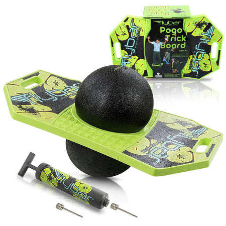 Flybar Pogo Ball for Kids, Jump Trick Bounce Board with Pump and Strong Grip Deck