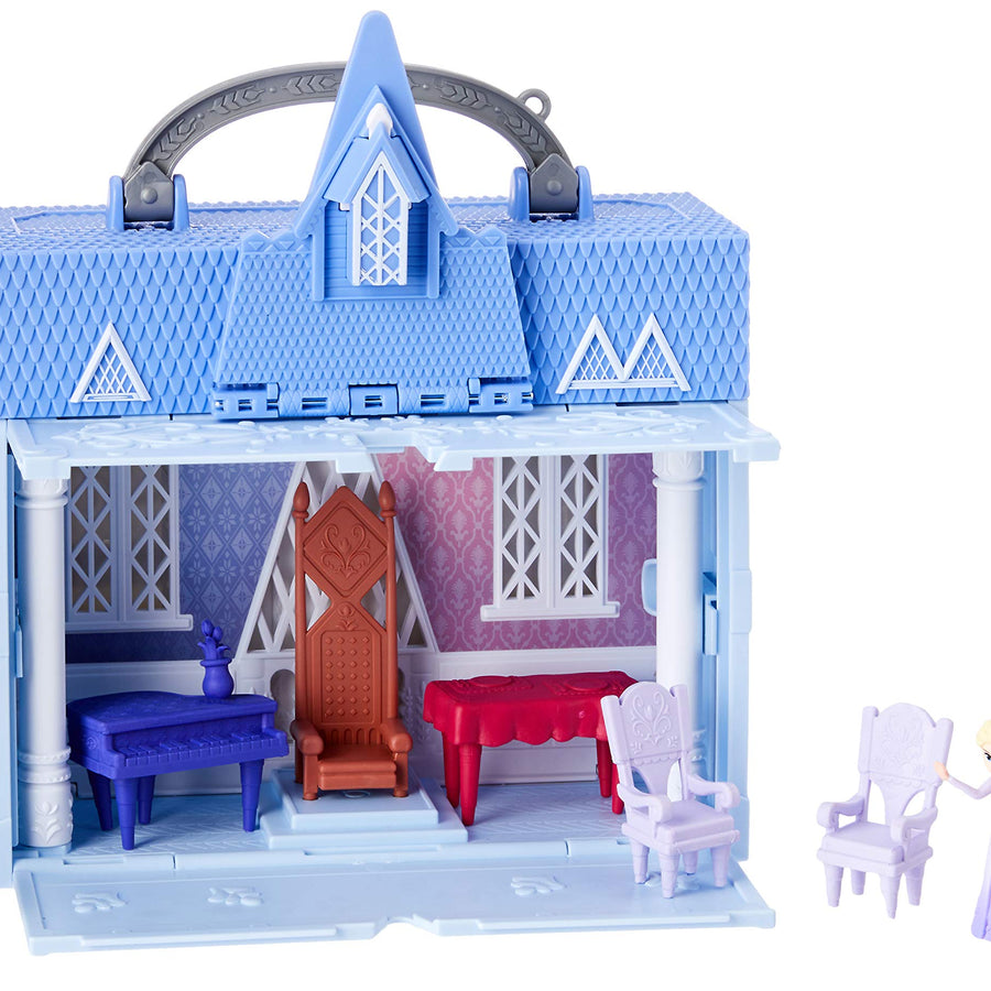Disney Frozen Pop Adventures Arendelle Castle Playset with Handle, Including Elsa Doll, Anna Doll, & 7 Accessories - Toy for Kids Ages 3 & Up , Blue