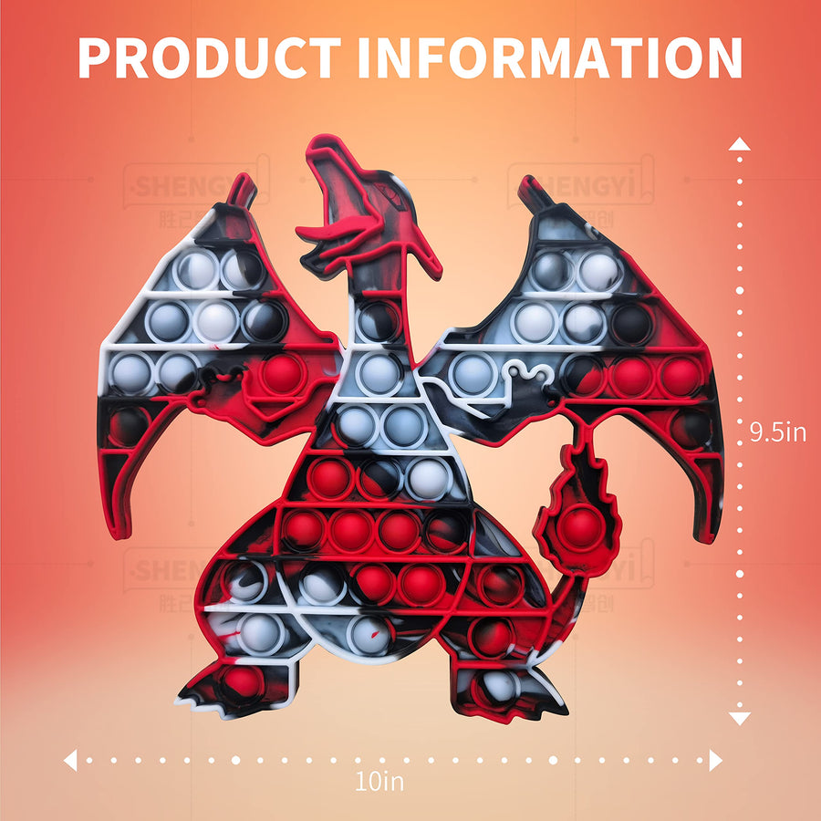 Dinosaur Big Size Push Pop Pop Fidget Toy, Stress Reliever Jumbo Pop Fidget Popper That Suitable for Autism Special Needs, Anti-Anxiety Pop Pop Game Fidget Toys for Kids and Adults (red Black)