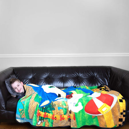 Franco Kids Bedding Super Soft Micro Raschel Throw, 46 in x 60 in, Sonic The Hedgehog