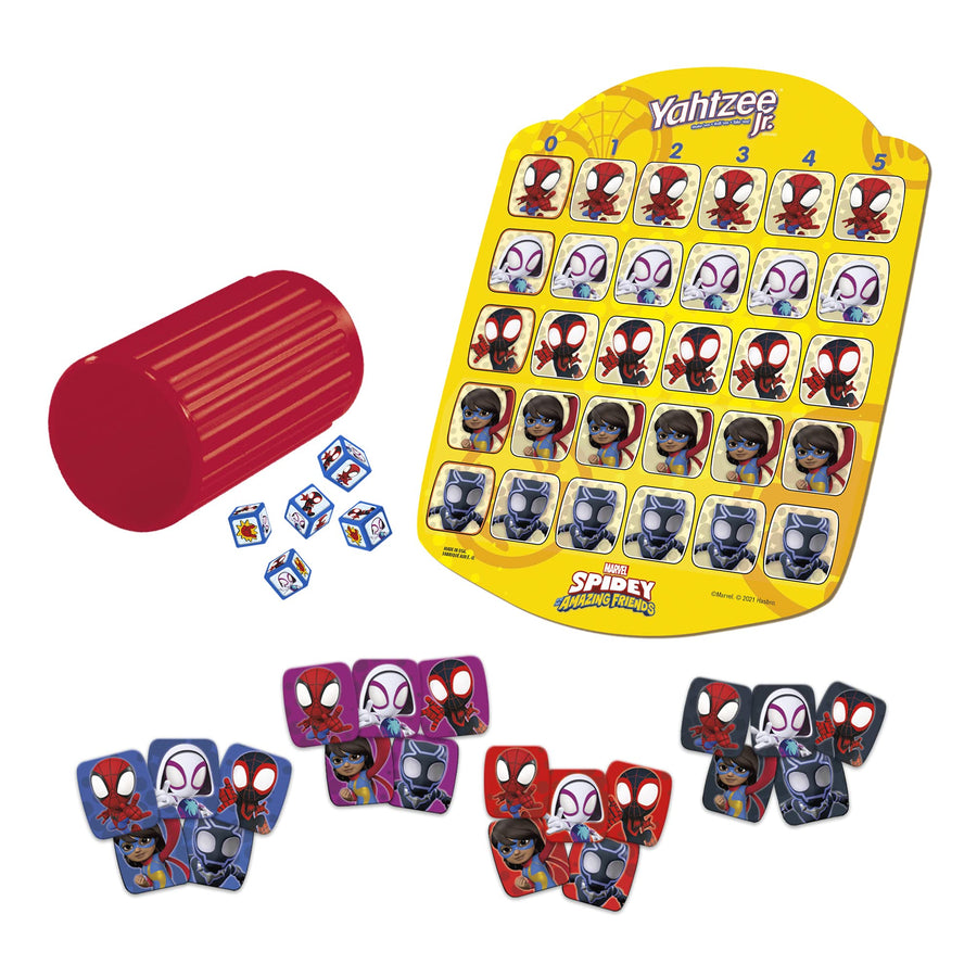 Hasbro Gaming Yahtzee Jr. Marvel Spidey and His Amazing Friends Edition Board Game for Kids Ages 4 and Up, Counting and Matching Game for Preschoolers (Amazon Exclusive)