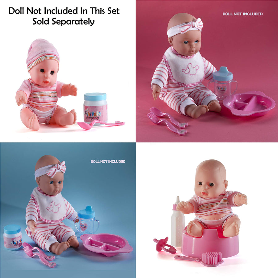 18-Piece My First Baby Doll Bottle and Baby Doll Accessories Pretend Play Baby Feeding and Fashion Toys Set for Kids Babies Toddlers and Girls