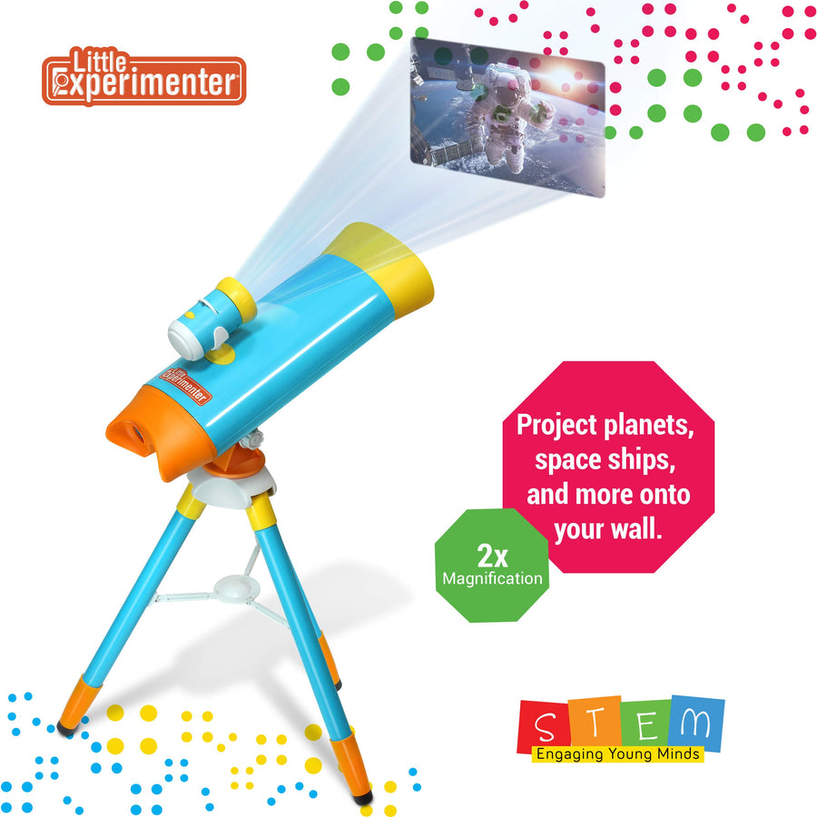 Little Experimenter Telescope for Kids – Children Telescope + Projector and 24 Space Images, Including Educational Activity Book – Great Educational and Space Toy for Kids