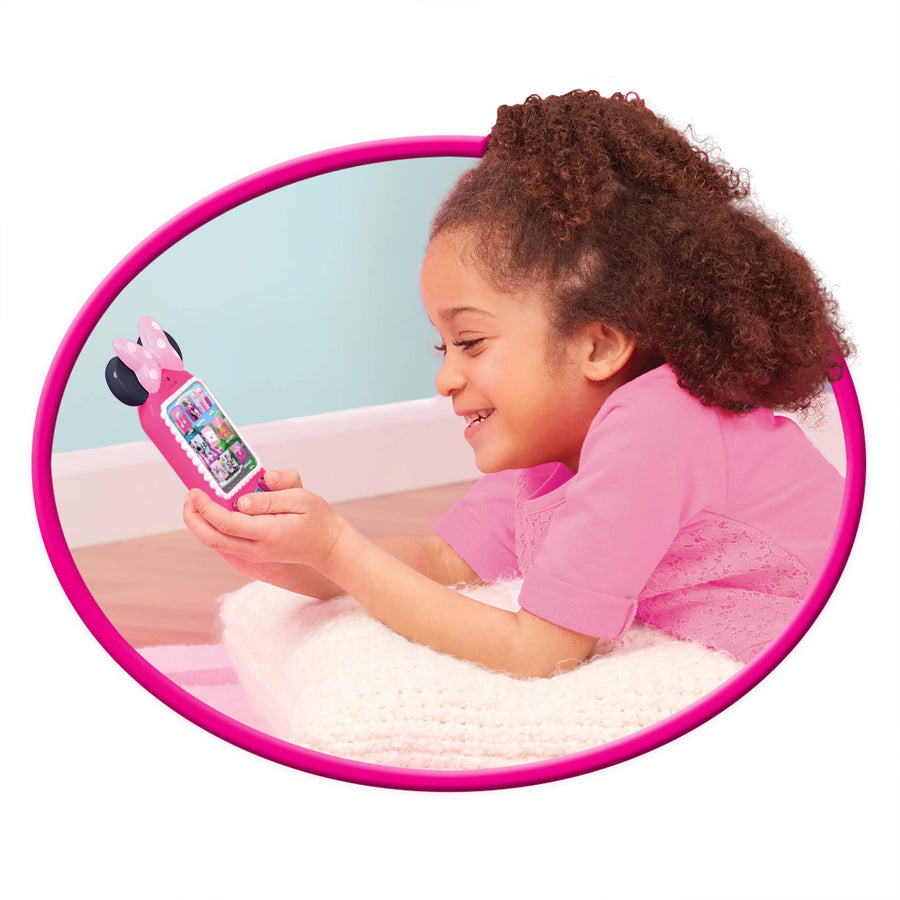 Minnie Bow-Tique Why Hello Cell Phone with Lights and Realistic Sounds for Kids, Features Minnie Mouse Phrases, by Just Play