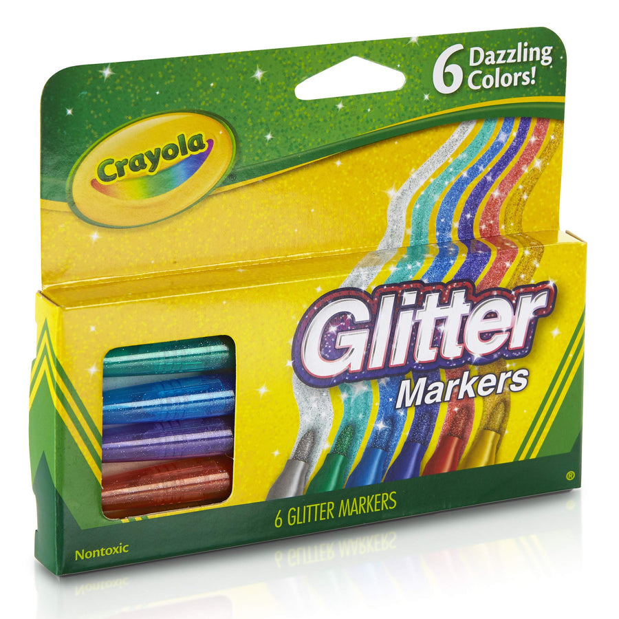 Crayola Glitter Markers, Assorted Colors, Gift, 6 Count (58-8629)