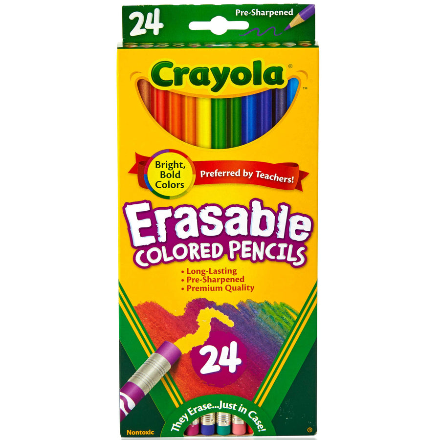 Crayola Erasable Colored Pencils, Kids At Home Activities, 24 Count, Assorted., Long