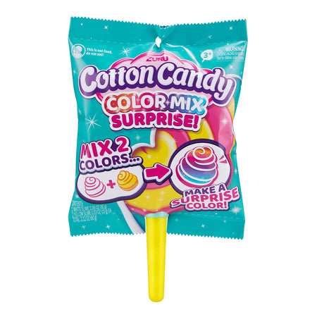 Oosh Slime Color Mix Surprise, Scented Fluffy, Soft and Stretchy Slime, Non-Stick Cotton Candy - Yellow Handle Teal Lollipop