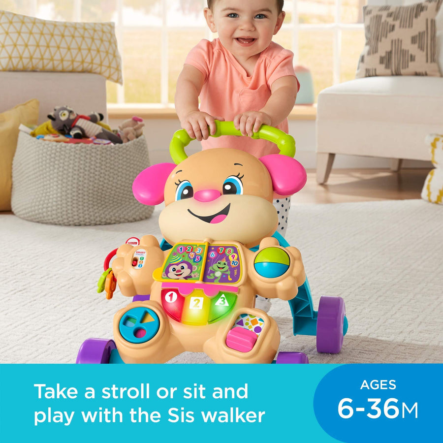 Fisher-Price Laugh & Learn Smart Stages Learn with Sis Walker, Musical Walking Toy for Babies and Toddlers Ages 6 to 36 Months
