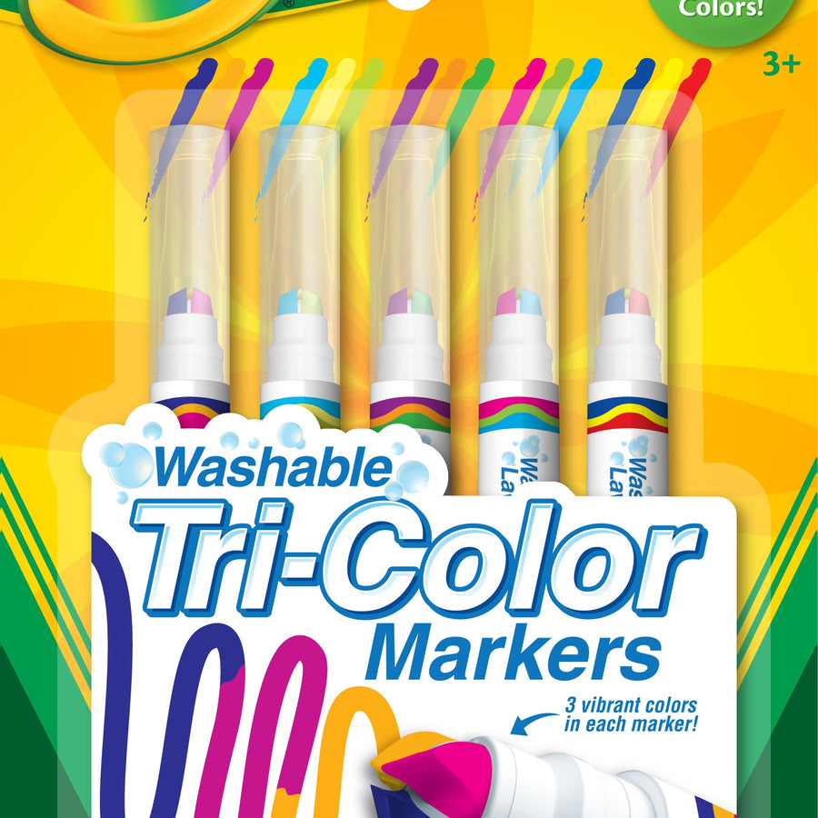 Crayola Triple Tip Markers, Washable Markers, 15 Vivid Colors, 5 Count