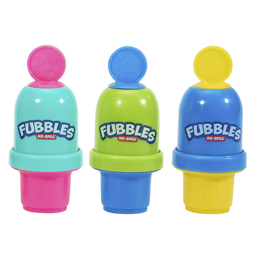 Little Kids Fubbles No Spill Bubble Tumbler Mini 3 Pack Party Favor Set, Includes 2oz of bubble solution and a wand per bottle (assorted colors)