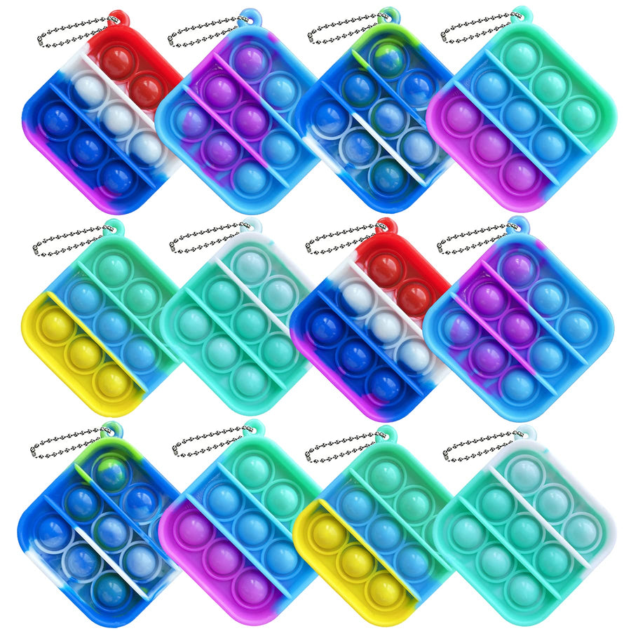 Howstart 12 Pcs Mini Push pop Bubble Fidget Toy, Simple Fidget Toy, Keychain Bubble Pop Desk Toy, Decompression Toys Suitable for All Ages (Square)
