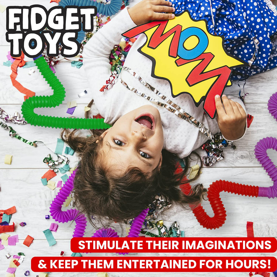 BunMo Pop Tubes Sensory Toys, Fine Motor Skills Toddler Toys, Fidget Toys for Sensory Kids and Learning Toys