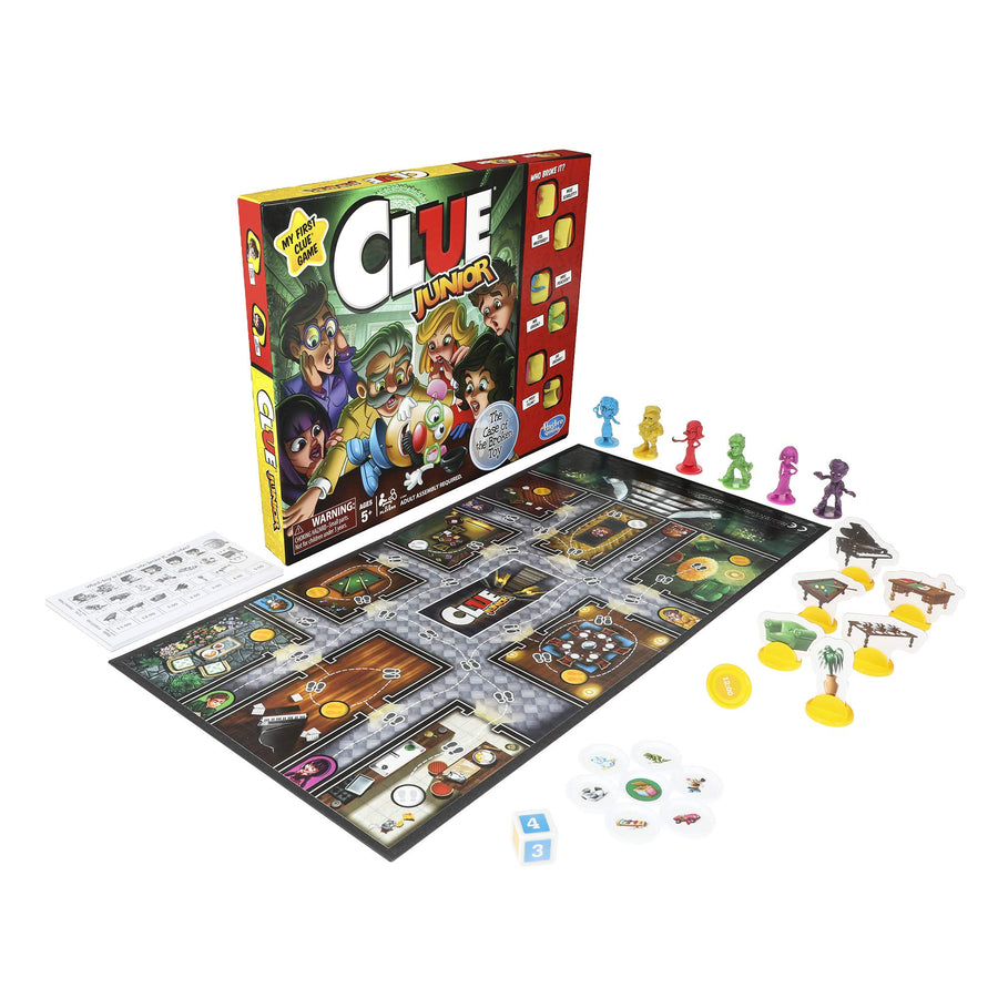 Clue Junior Board Game for Kids Ages 5 and Up, Case of The Broken Toy, Classic Mystery Game for 2-6 Players