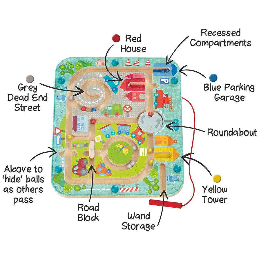 HABA Town Maze Magnetic Puzzle Game - Learning & Education Toys for Preschoolers