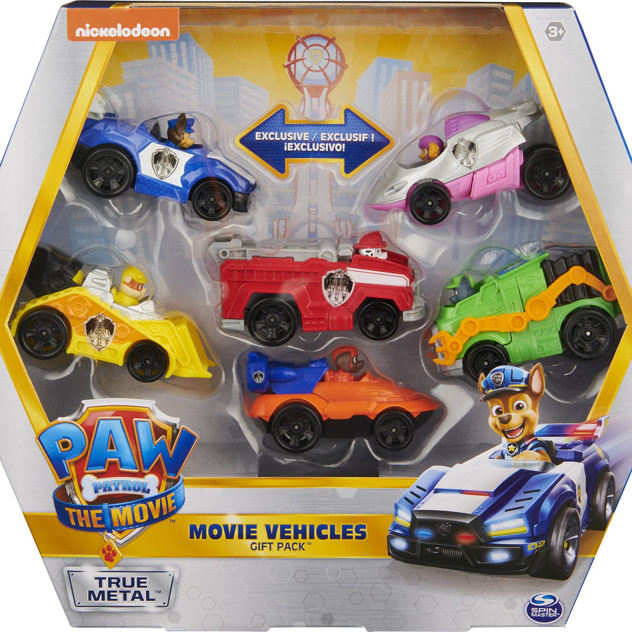 PAW Patrol, True Metal Movie Gift Pack of 6 Collectible Die-Cast Toy Cars, 1:55 Scale, Kids Toys for Ages 3 and up