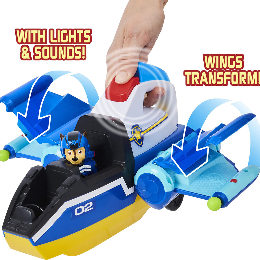 Paw Patrol, Jet to The Rescue Deluxe Transforming Spiral Rescue Jet with Lights and Sounds, Amazon Exclusive