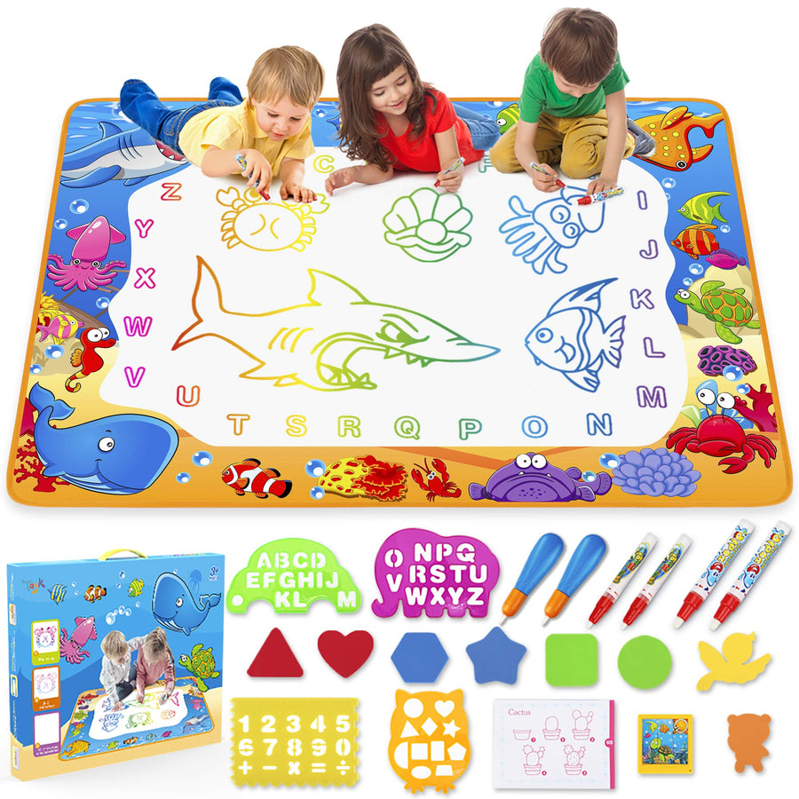 Water Doodle Mat - Kids Painting Writing Doodle Toy Mat - Color Doodle Drawing Mat Bring Magic Pens Educational Toys for Age 2 3 4 5 6 7 Year Old Girls Boys Age Toddler Gift