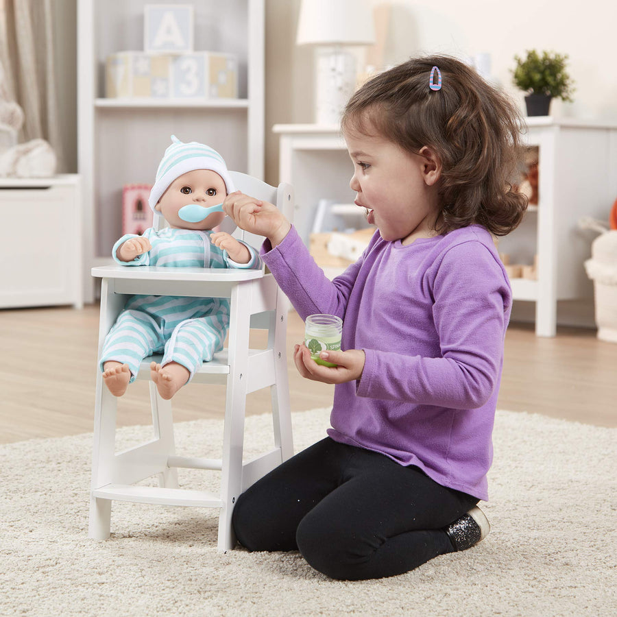 Melissa & Doug Mine to Love Wooden Play High Chair for Dolls,-Stuffed Animals - White (18”H x 8”W x 11”D Assembled)
