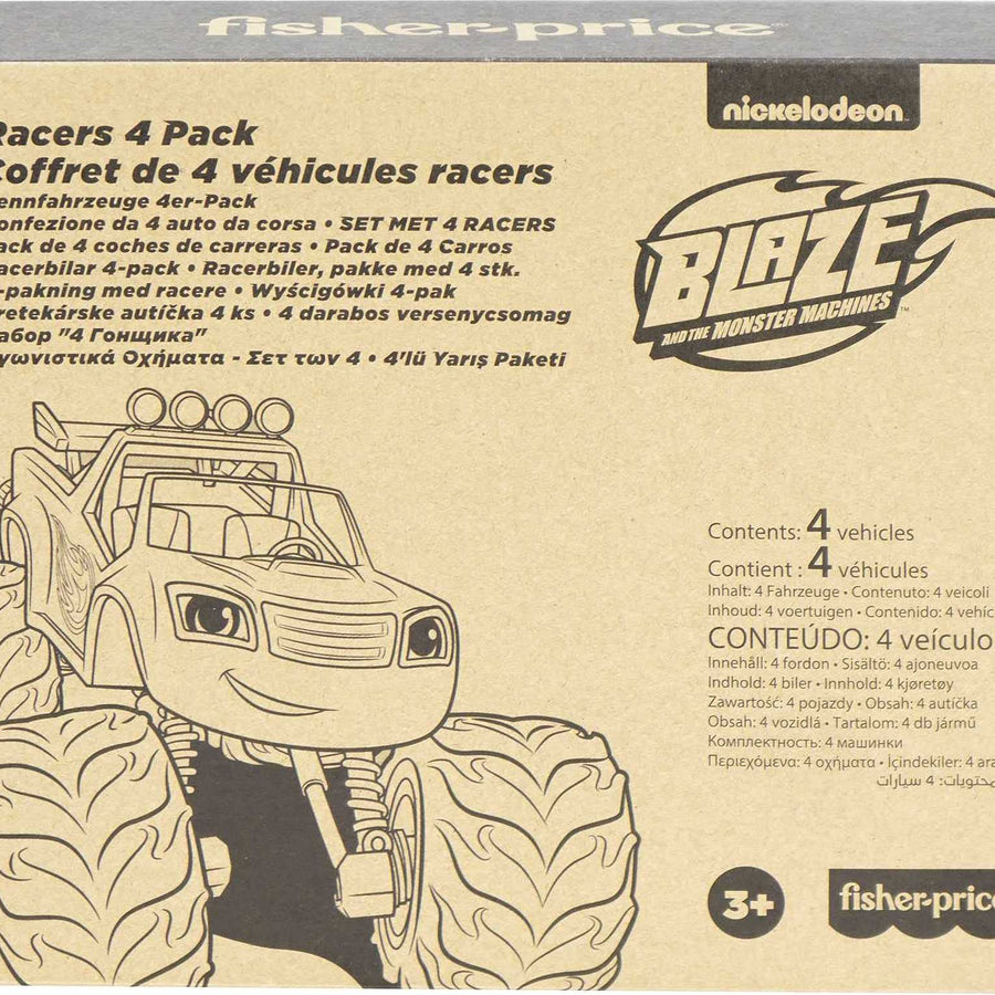 Fisher-Price Blaze and The Monster Machines Racers 4 Pack, Set of Die-Cast Metal Push-Along Vehicles for Preschool Kids Ages 3 Years and Older
